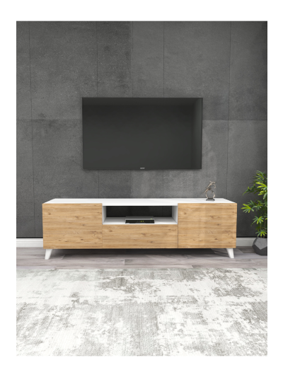 DECORATIVE TV STAND-WHITE/PINE