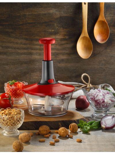 Manual Hand Press Food Processor, Red 1500 mL (VP-014 )