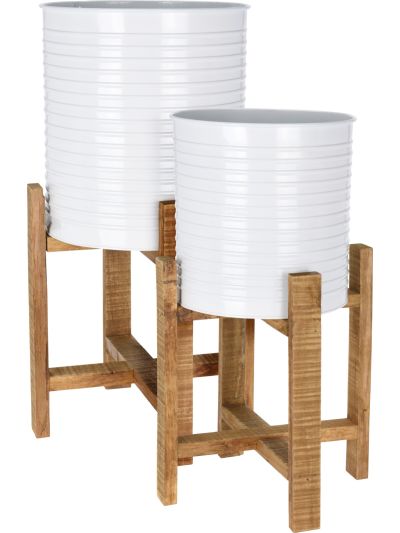 PLANTER SET STEEL 2PCS WHITE