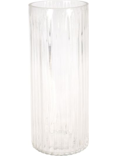 VASE GLASS RIBBED 10X25CM TRANSPARENT