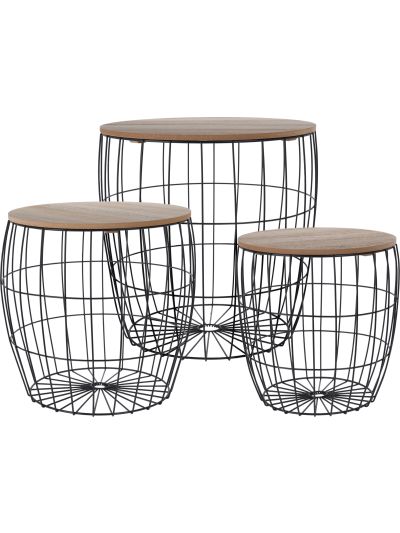 SIDE TABLE SET 3PCS BLACK