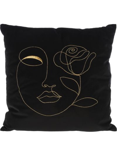 CUSHION VELVET BLACK 45X45CM ROSE