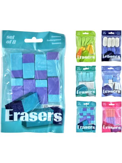 ERASERS SET OF 8PCS POMPOM