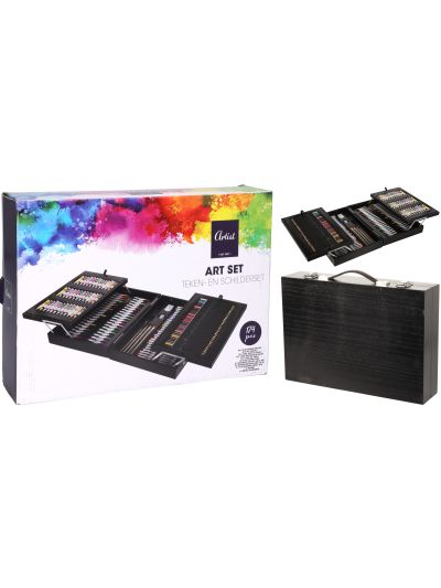 PAINTING ART SET IN WOODEN BOX