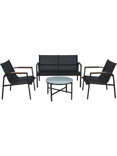 GARDEN FURNITURE SET 4PCS BLAC