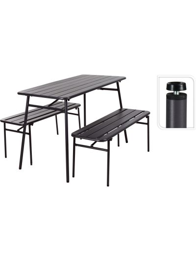 GARDEN FURNITURE SET 3PCS GREY