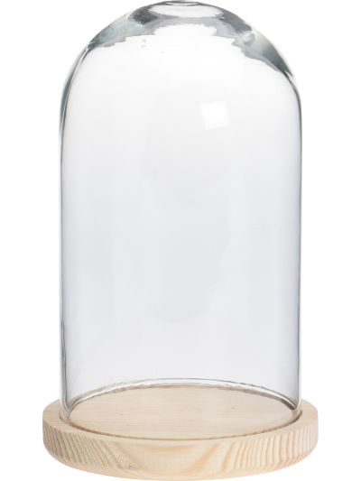 DOME GLASS WITH WOODEN BASE