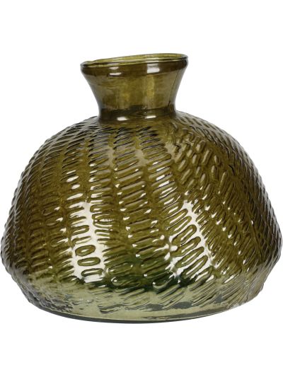 VASE GLASS 185XH140MM GREEN