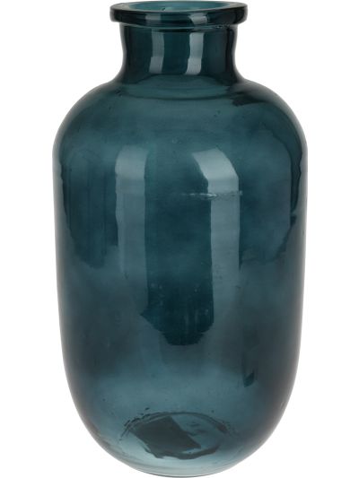 VASE GLASS DIA 180XH350MM BLUE
