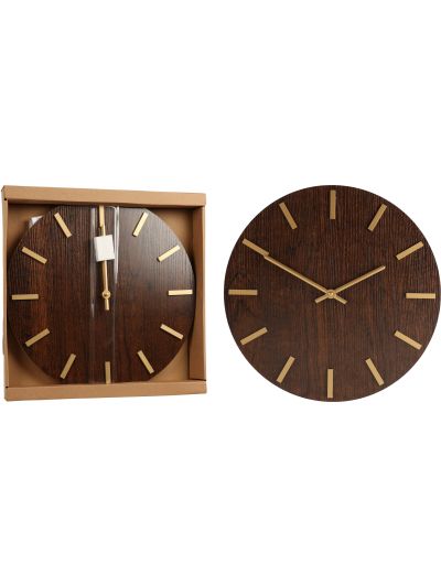 WALLCLOCK MDF WOOD CLR 40CM
