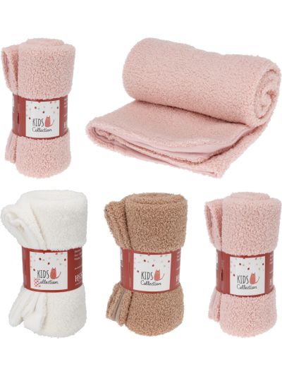 BLANKET TEDDY 75X100CM PINK