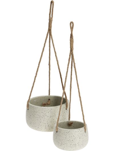 PLANTER HANGING SET OF 2 WHITE