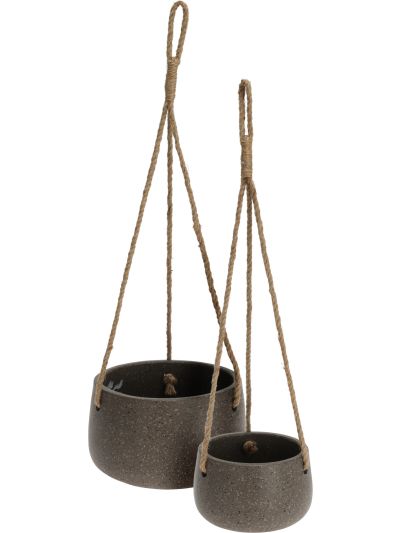 PLANTER HANGING SET OF 2 BROWN