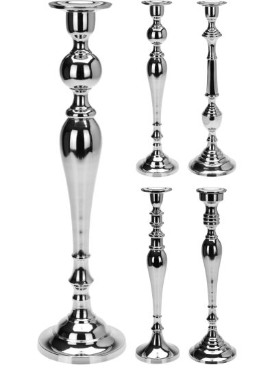 CANDLE HOLDER SILVER 48CM SIZE 4