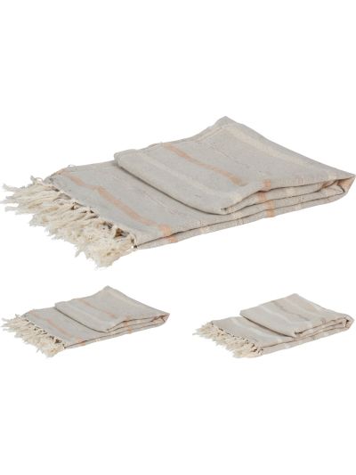 THROW 130X170CM COTTON WHITE STRIPE