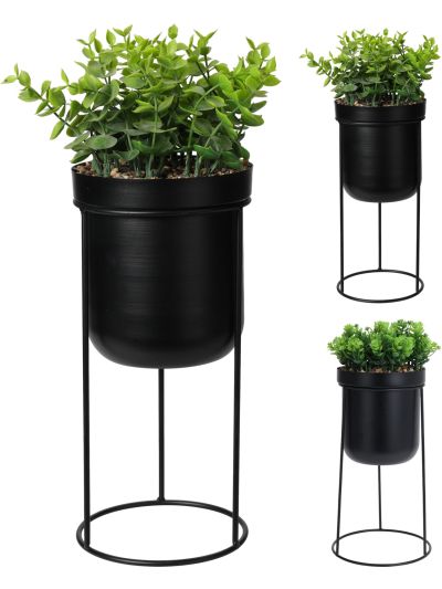 PLANT IN METAL POT 38CM SMALL LEAF