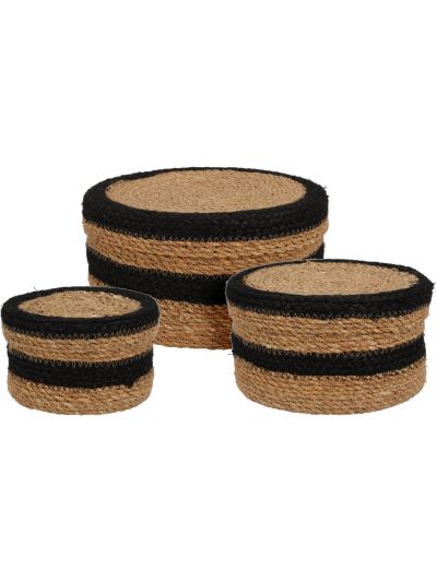 BASKET SET SEAGRASS W LID 3PCS