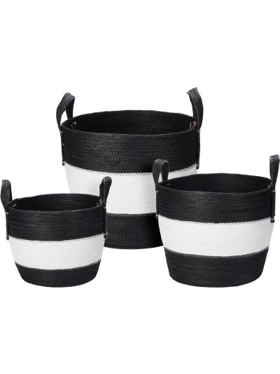BASKET SET OF 3PCS BLACK WHITE