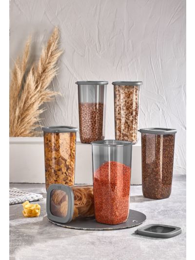 Square Storage Container "Kumsal", Transparent-Smoked 6x1750 mL (VP-053 )