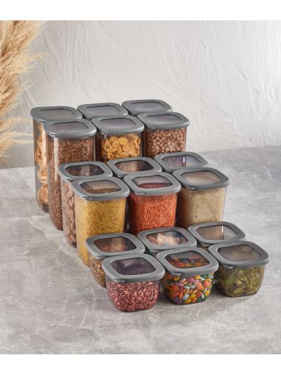 Square Storage Container Transparent-Smoked 18- Piece (VP-054 )
