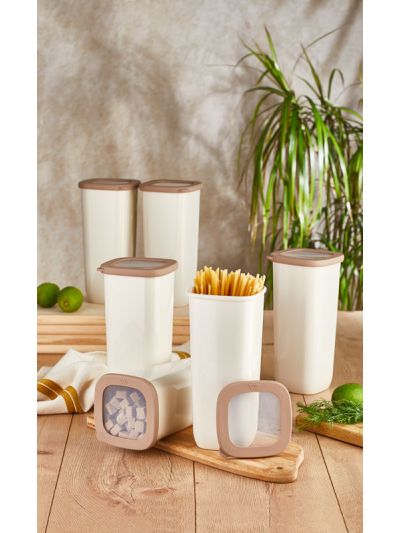 Square Storage Container "Kumsal", Cream Color 6x1200 mL (VP-058 )