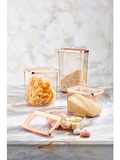 Rectangle Storage Container, Transparent-Copper 4-Piece Set (VP-106 )