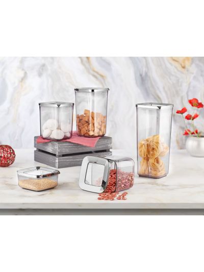 Square Storage Container, Transparent-Smoked 5-Piece Set (VP-113 )