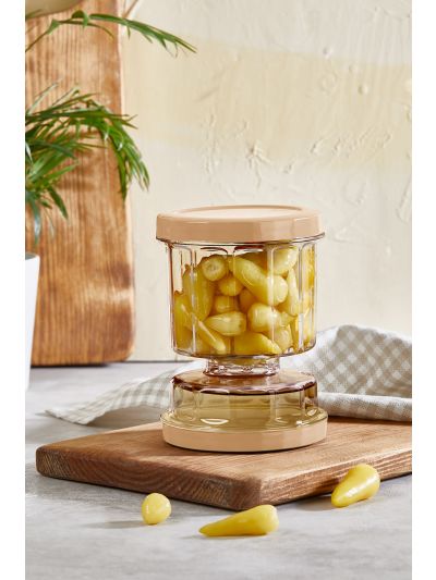 Pickle Container with Strainer Flip, Transparent-Copper 500mL (VP-164 )