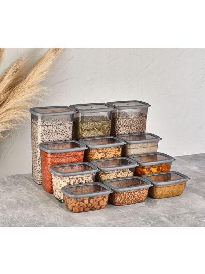 Rectangle Storage Container "Kumsal", Transparent-Smoked 12-Piece (VP-294 )