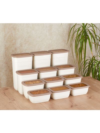 Rectangle Storage Container "Kumsal", Cream Color 12-Piece (VP-295 )