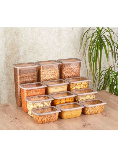 Rectangle Storage Container "Kumsal", Copper Color 12-Piece (VP-296 )