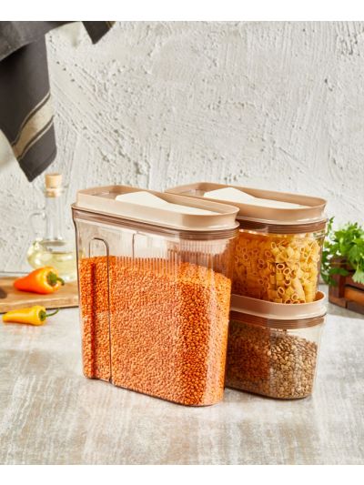 Storage Container, Transparent-Copper 3-Piece Set (4 L+2 L+2 L) (VP-305 )
