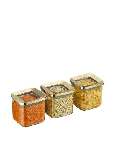 Square Food Storage Container, Transparent-Gold 3x700 mL (VP-367 )
