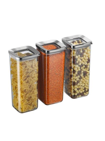 Square Food Storage Container, Transparent-Smoked 3x1700 mL (VP-370 )