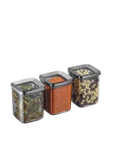 Square Food Storage Container, Transparent-Smoked 3x1000 mL (VP-362 )