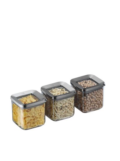 Square Food Storage Container, Transparent-Smoked 3x700 mL (VP-373 )