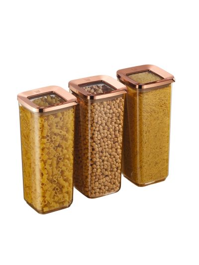 Square Food Storage Container, Transparent-Copper 3x1700 mL (VP-375 )