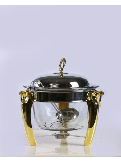 LUX GOLD ROUND SOUP WARMER WITH LADLE 4 QTS (H2513013)