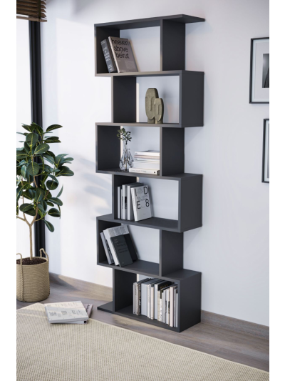 ZIGZAG BOOKSHELF WITH 6 SHELVES-ANTHRACITE