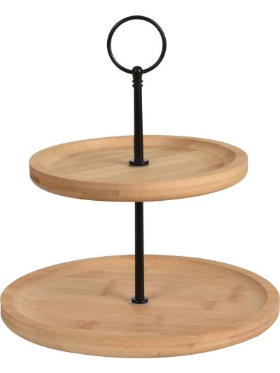 FOOD STAND 2 TIERS BAMBOO