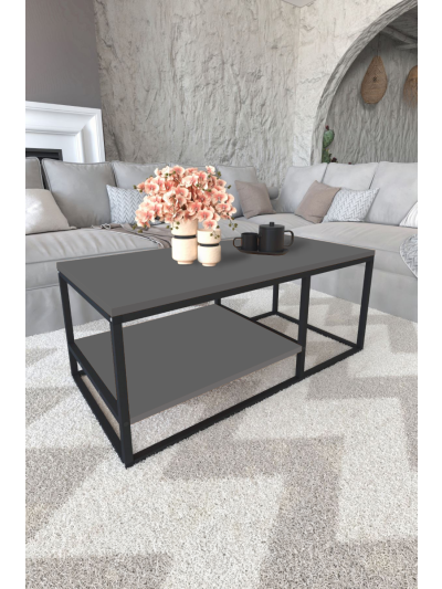 2 SHELVES METAL COFFE TABLE-ANTHRACITE