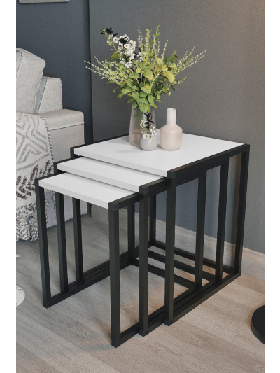 METAL NESTING TABLE-WHITE