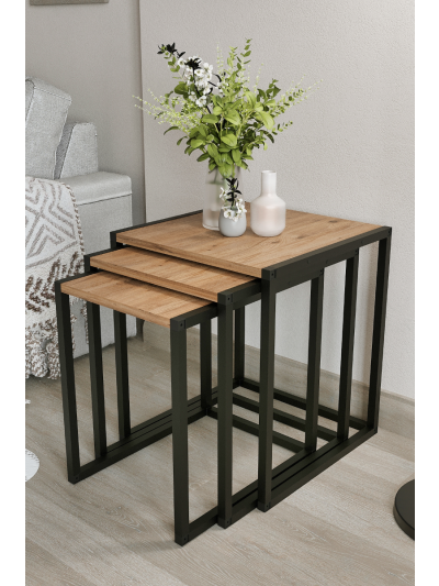 METAL NESTING TABLE-PINE