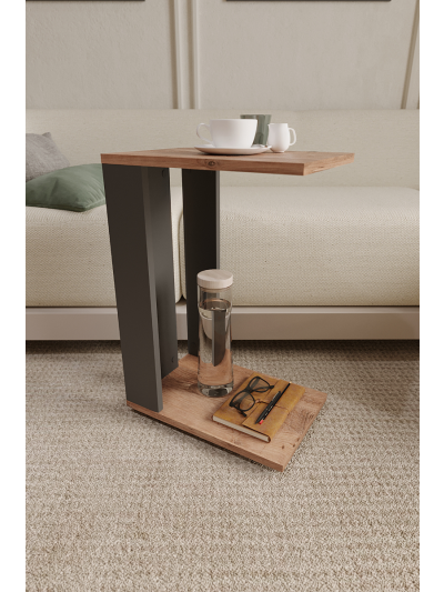 WHEELED COFFEE TABLE-PINE/ANTHRACITE