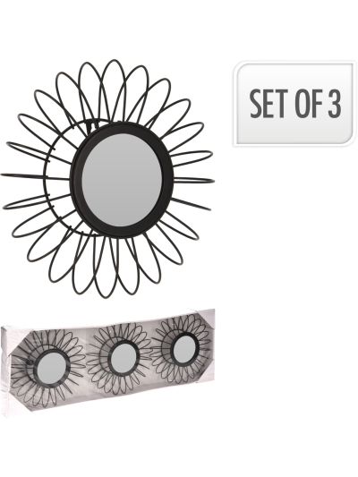 MIRROR 26CM SET OF 3PCS BLACK