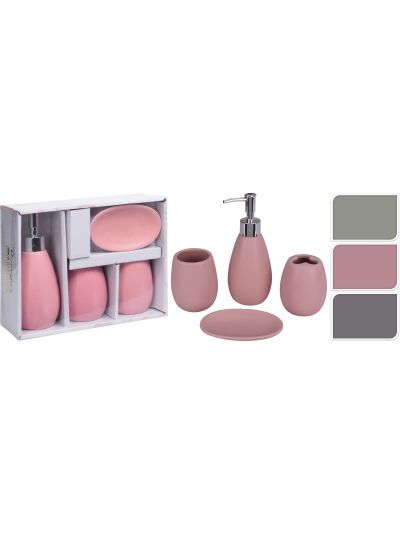 BATHROOM SET 4PCS 3ASS CLR