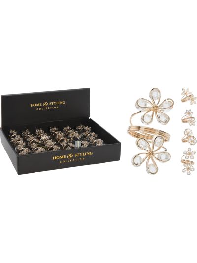NAPKIN RING FLOWER GOLD 4ASS