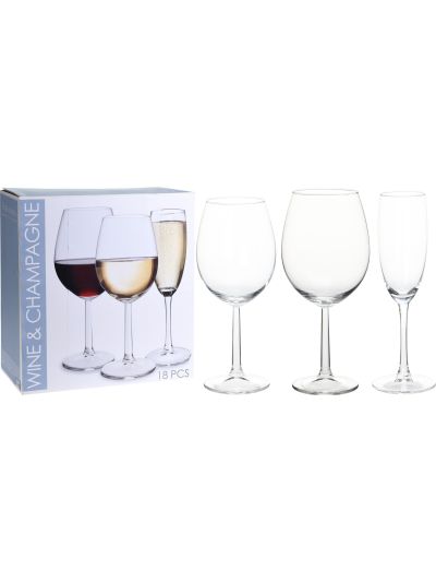 WINE AND CHAMPAGNE SET 18PCS