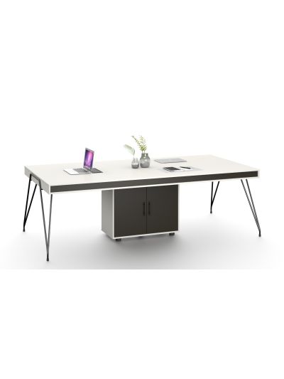 Meeting Table White + Iron Gray 2400*1200*750mm (DG18-C0124W)