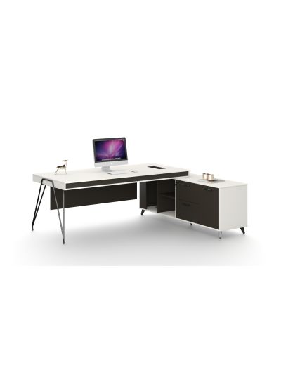 Executive desk White + Iron Gray 2200*1800*750mm (DG18-D0122W)